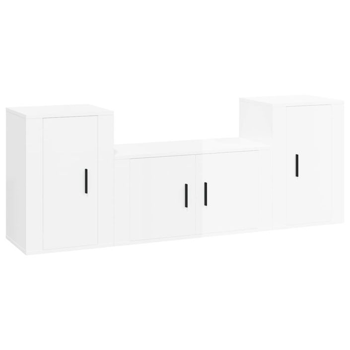 Ensemble de meubles TV 3 pcs Blanc brillant Bois d'ingénierie - Photo n°1