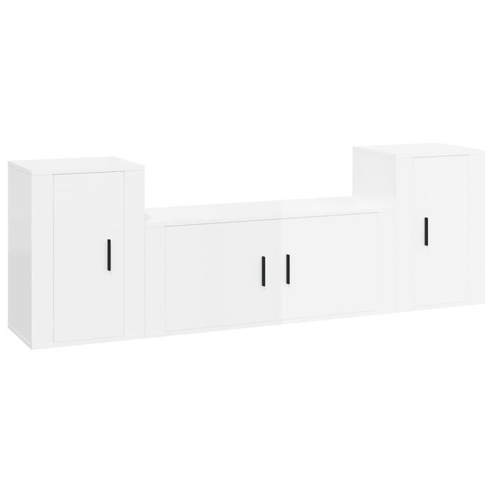 Ensemble de meubles TV 3 pcs Blanc brillant Bois d'ingénierie - Photo n°1