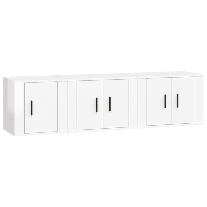 Ensemble de meubles TV 3 pcs Blanc brillant Bois d'ingénierie - Photo n°1