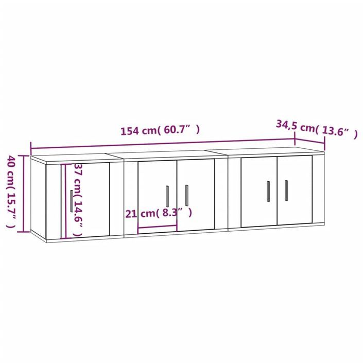 Ensemble de meubles TV 3 pcs Blanc brillant Bois d'ingénierie - Photo n°10