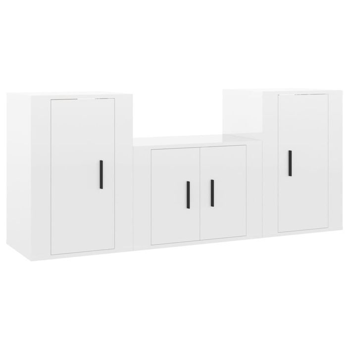 Ensemble de meubles TV 3 pcs Blanc brillant Bois d'ingénierie - Photo n°1