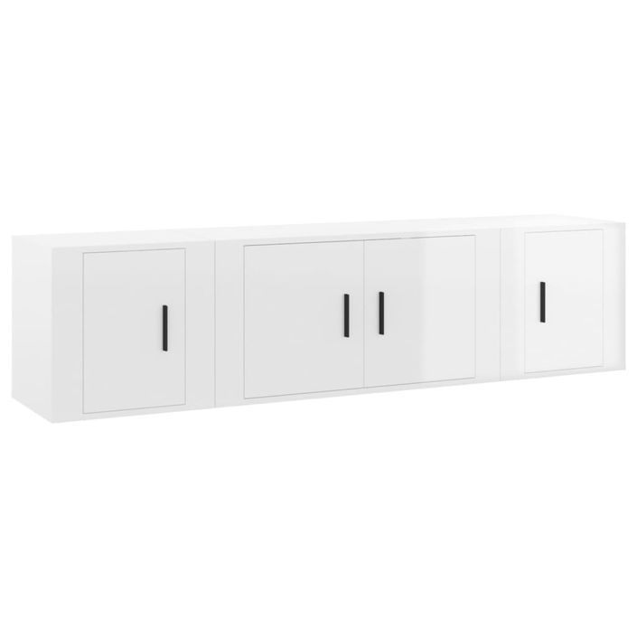 Ensemble de meubles TV 3 pcs Blanc brillant Bois d'ingénierie - Photo n°1