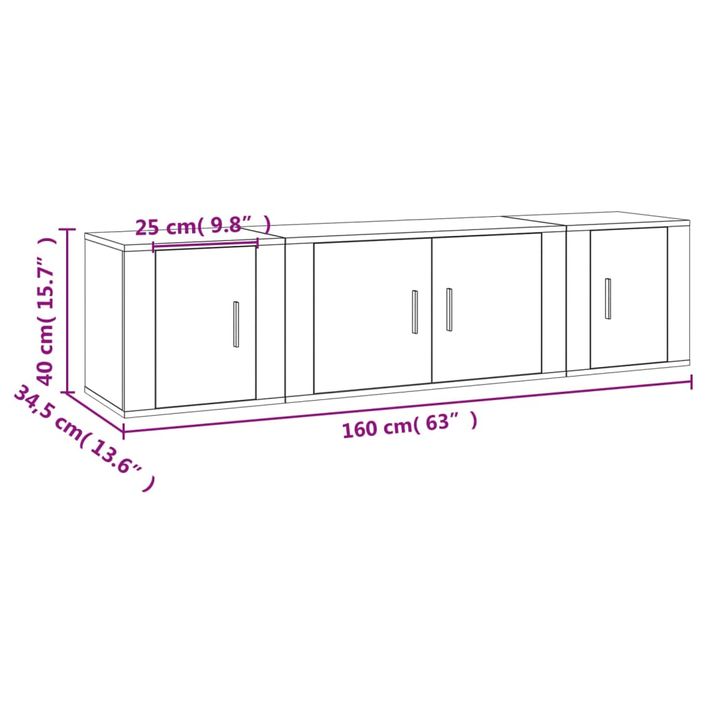 Ensemble de meubles TV 3 pcs Chêne fumé Bois d'ingénierie - Photo n°10