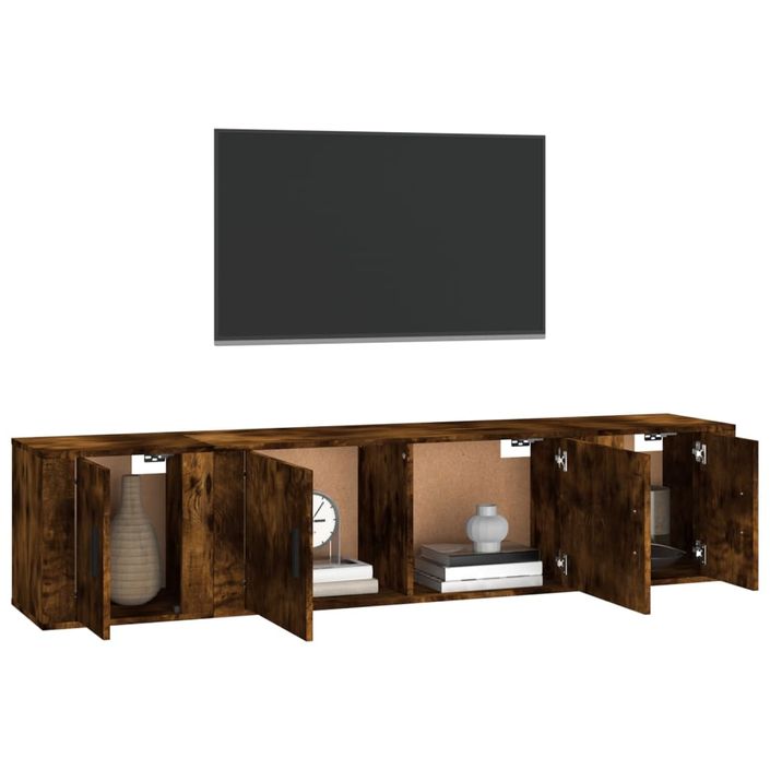 Ensemble de meubles TV 3 pcs Chêne fumé Bois d'ingénierie - Photo n°3