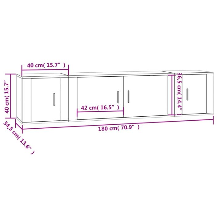 Ensemble de meubles TV 3 pcs Chêne fumé Bois d'ingénierie - Photo n°10