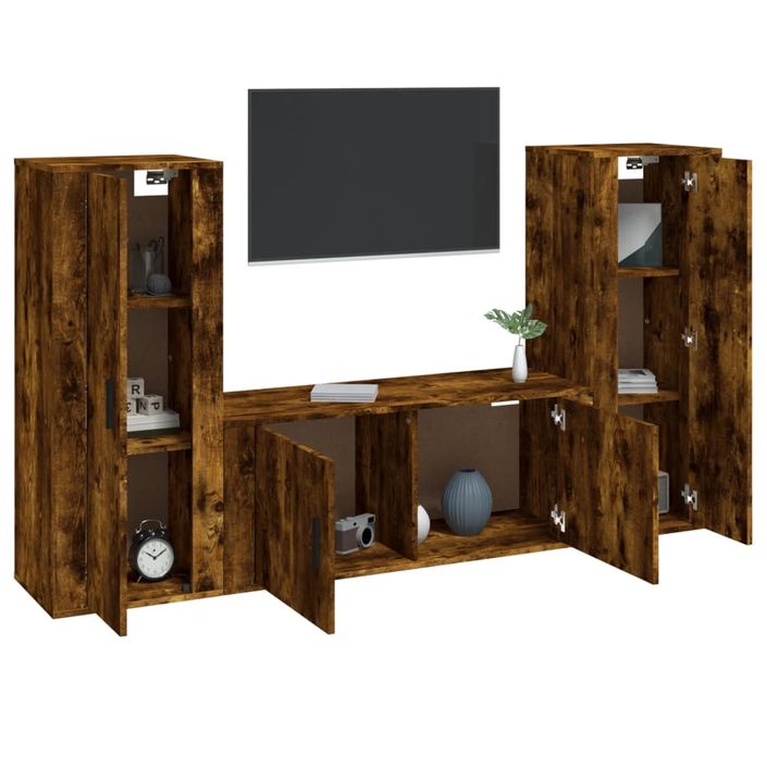 Ensemble de meubles TV 3 pcs Chêne fumé Bois d'ingénierie - Photo n°3