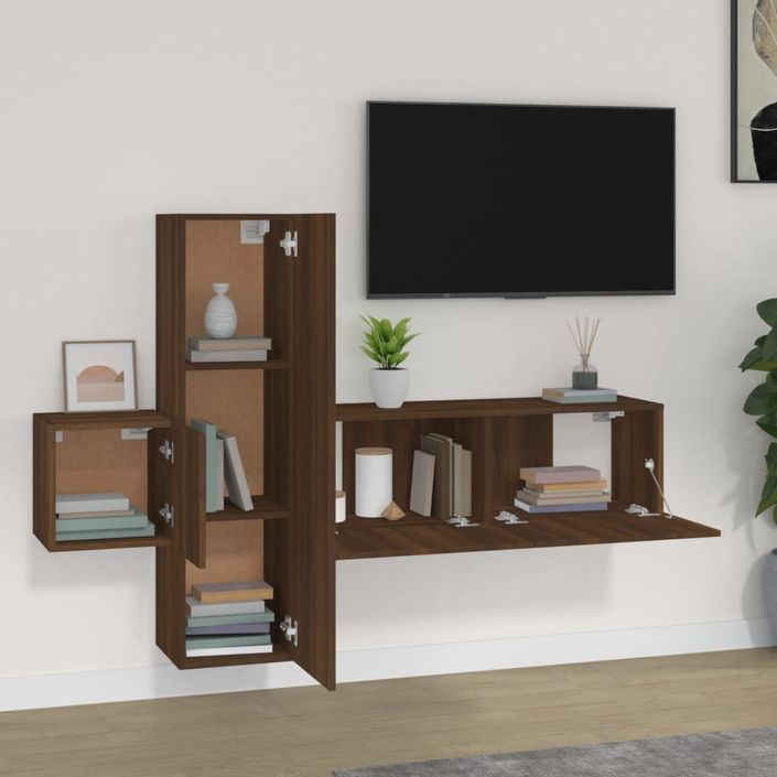 Ensemble de meubles TV 3 pcs Chêne marron Bois d'ingénierie - Photo n°3