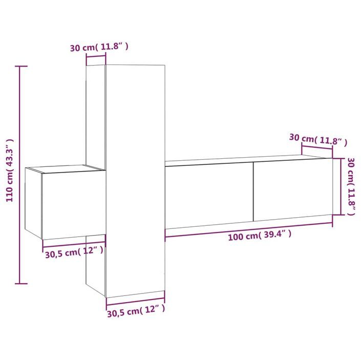 Ensemble de meubles TV 3 pcs Chêne marron Bois d'ingénierie - Photo n°6