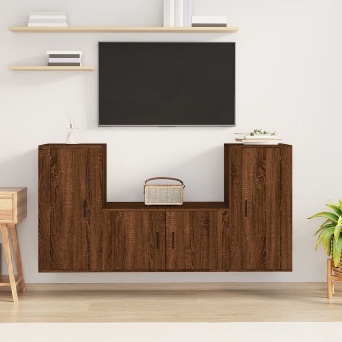 Ensemble de meubles TV 3 pcs Chêne marron Bois d'ingénierie - Photo n°2