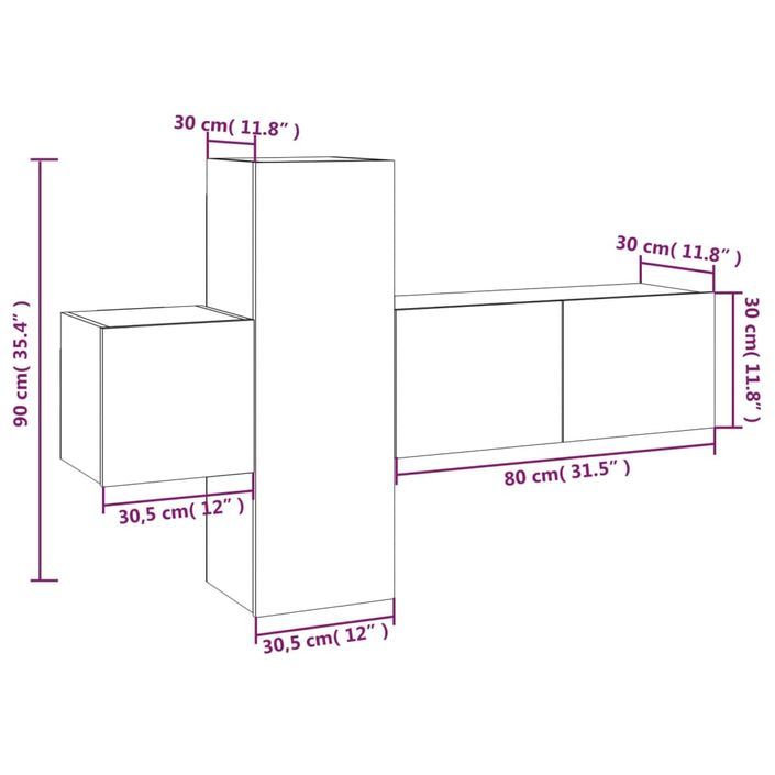 Ensemble de meubles TV 3 pcs Chêne marron Bois d'ingénierie - Photo n°9