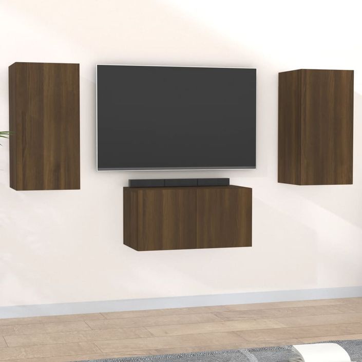 Ensemble de meubles TV 3 pcs Chêne marron Bois d'ingénierie - Photo n°1