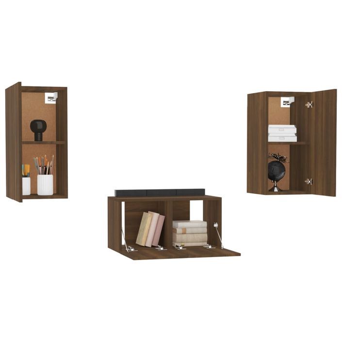 Ensemble de meubles TV 3 pcs Chêne marron Bois d'ingénierie - Photo n°4