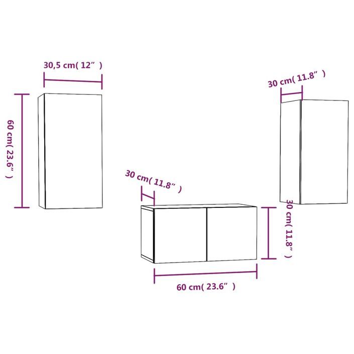 Ensemble de meubles TV 3 pcs Chêne marron Bois d'ingénierie - Photo n°7