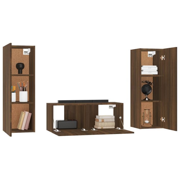 Ensemble de meubles TV 3 pcs Chêne marron Bois d'ingénierie - Photo n°4