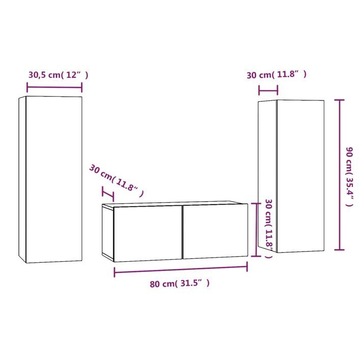 Ensemble de meubles TV 3 pcs Chêne marron Bois d'ingénierie - Photo n°7