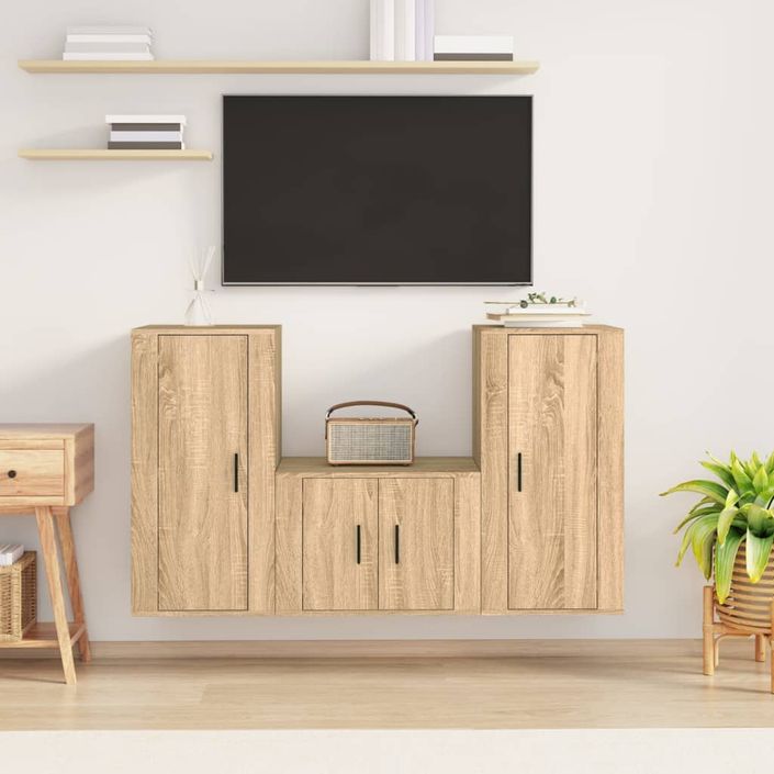 Ensemble de meubles TV 3 pcs Chêne sonoma Bois d'ingénierie - Photo n°2