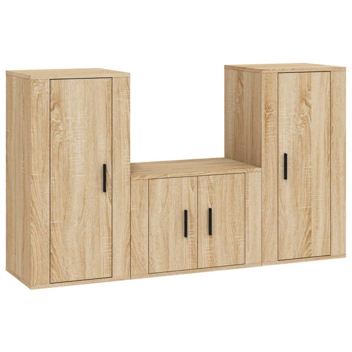 Ensemble de meubles TV 3 pcs Chêne sonoma Bois d'ingénierie - Photo n°1