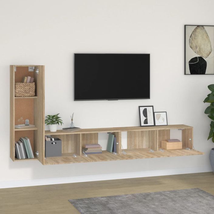 Ensemble de meubles TV 3 pcs Chêne sonoma Bois d'ingénierie - Photo n°3