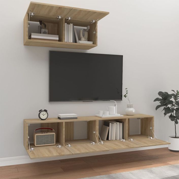 Ensemble de meubles TV 3 pcs Chêne sonoma Bois d'ingénierie - Photo n°3