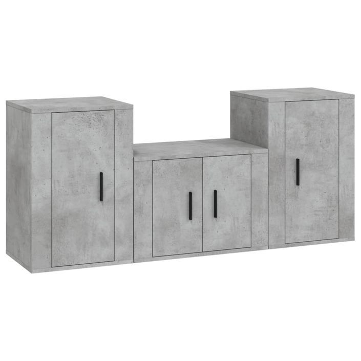 Ensemble de meubles TV 3 pcs Gris béton Bois d'ingénierie - Photo n°1