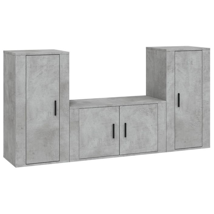 Ensemble de meubles TV 3 pcs Gris béton Bois d'ingénierie - Photo n°1