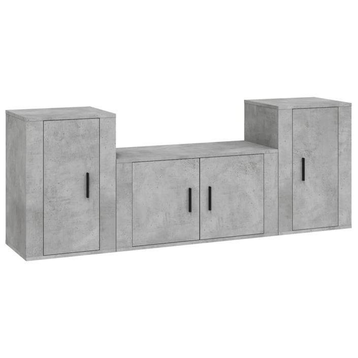 Ensemble de meubles TV 3 pcs Gris béton Bois d'ingénierie - Photo n°1