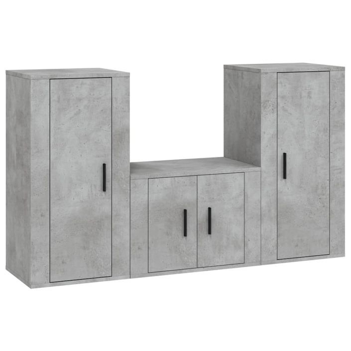 Ensemble de meubles TV 3 pcs Gris béton Bois d'ingénierie - Photo n°1