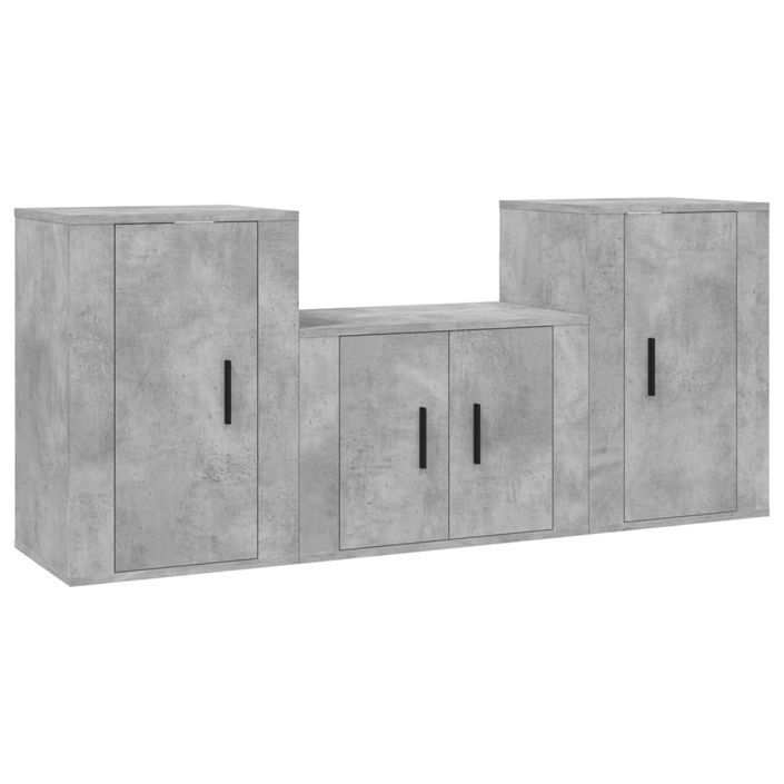 Ensemble de meubles TV 3 pcs Gris béton Bois d'ingénierie - Photo n°1