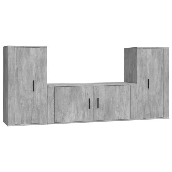 Ensemble de meubles TV 3 pcs Gris béton Bois d'ingénierie - Photo n°1