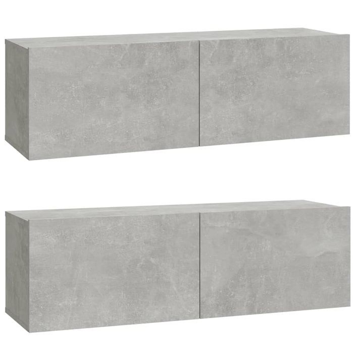 Ensemble de meubles TV 3 pcs Gris béton Bois d'ingénierie - Photo n°5