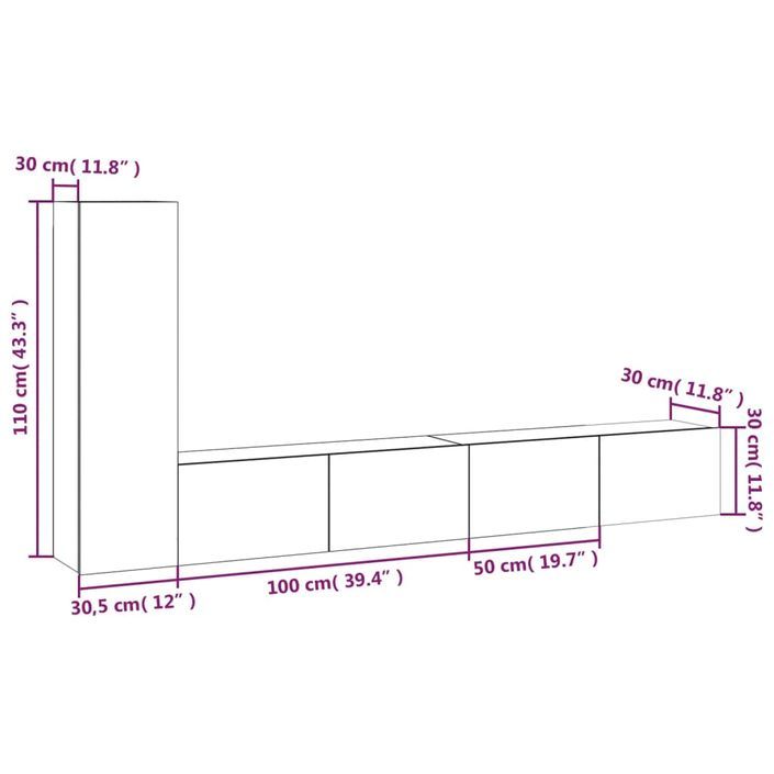 Ensemble de meubles TV 3 pcs Gris béton Bois d'ingénierie - Photo n°10