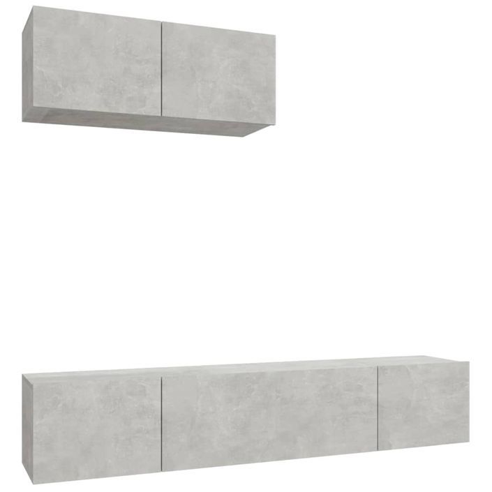 Ensemble de meubles TV 3 pcs Gris béton Bois d'ingénierie - Photo n°2