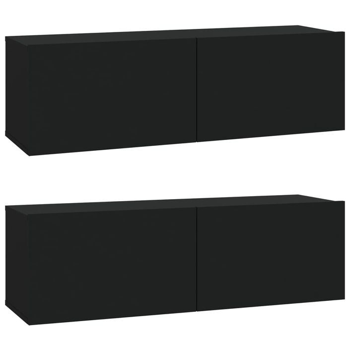 Ensemble de meubles TV 3 pcs Noir Bois d'ingénierie - Photo n°5