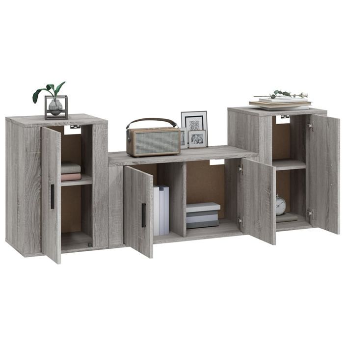 Ensemble de meubles TV 3 pcs Sonoma gris Bois d'ingénierie - Photo n°3