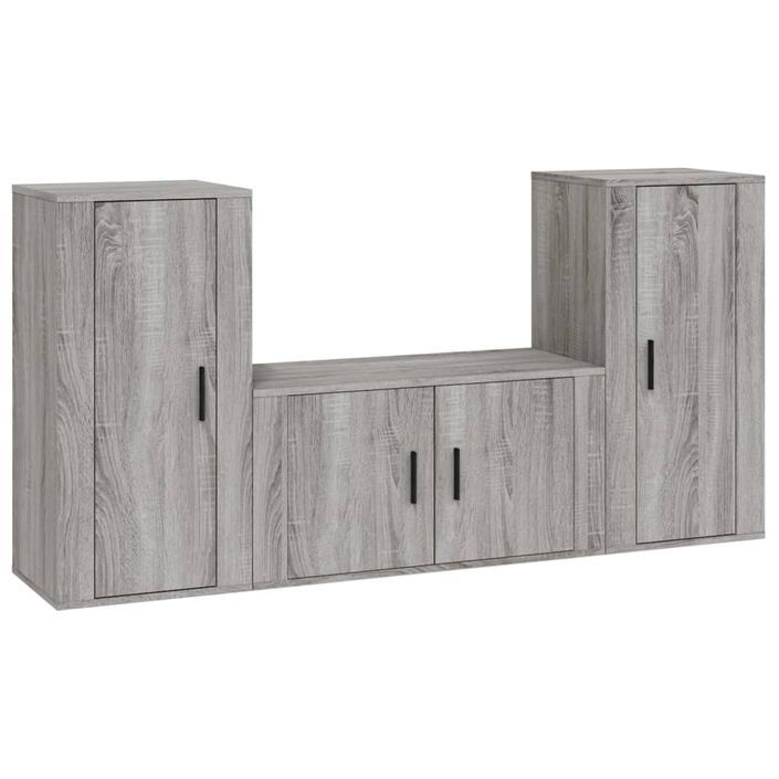 Ensemble de meubles TV 3 pcs Sonoma gris Bois d'ingénierie - Photo n°1