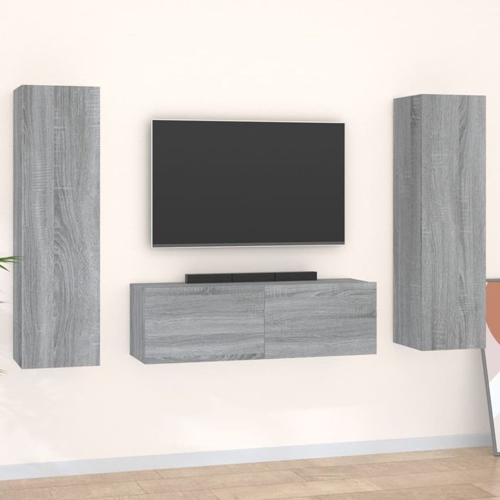 Ensemble de meubles TV 3 pcs Sonoma gris Bois d'ingénierie - Photo n°2