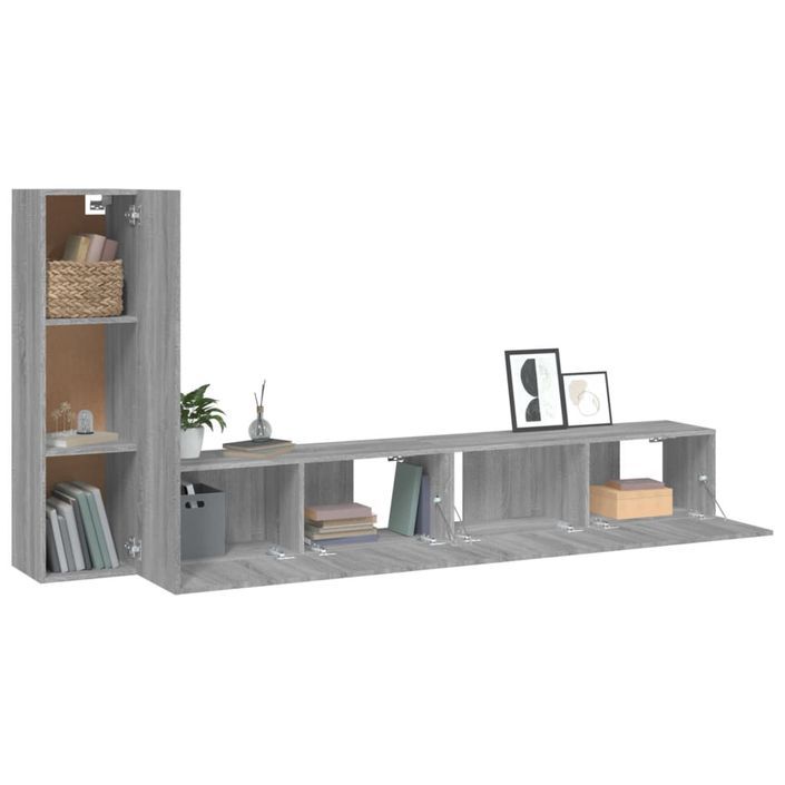 Ensemble de meubles TV 3 pcs Sonoma gris Bois d'ingénierie - Photo n°4