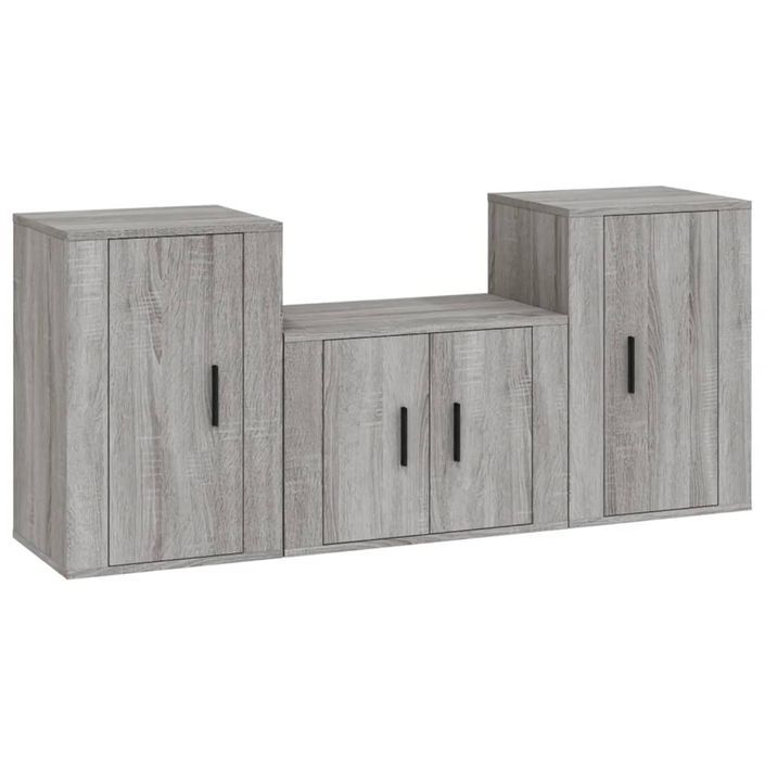 Ensemble de meubles TV 3 pcs Sonoma gris Bois d'ingénierie - Photo n°1