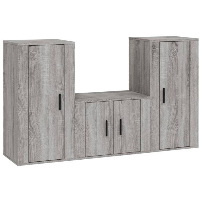 Ensemble de meubles TV 3 pcs Sonoma gris Bois d'ingénierie - Photo n°1