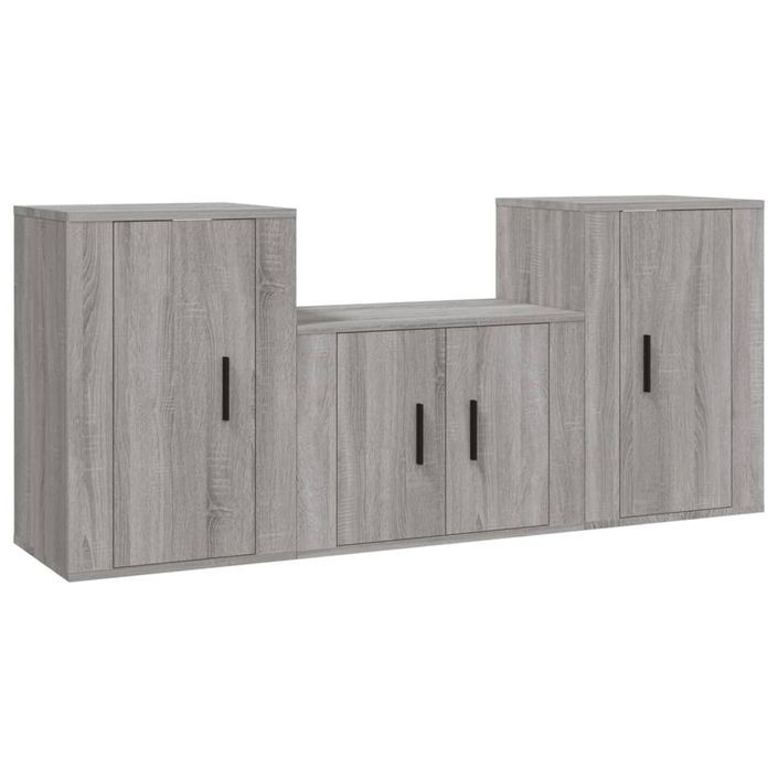 Ensemble de meubles TV 3 pcs Sonoma gris Bois d'ingénierie - Photo n°1