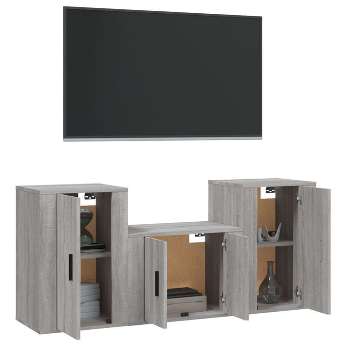 Ensemble de meubles TV 3 pcs Sonoma gris Bois d'ingénierie - Photo n°3