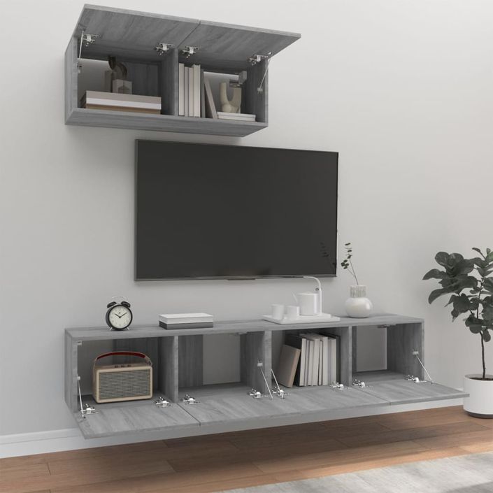 Ensemble de meubles TV 3 pcs Sonoma gris Bois d'ingénierie - Photo n°3