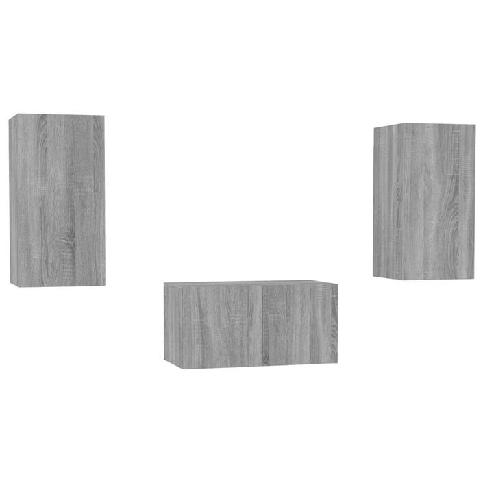 Ensemble de meubles TV 3 pcs Sonoma gris Bois d'ingénierie - Photo n°2