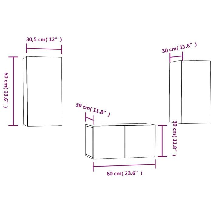 Ensemble de meubles TV 3 pcs Sonoma gris Bois d'ingénierie - Photo n°7