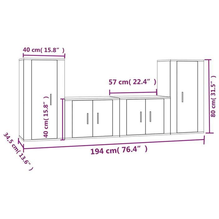 Ensemble de meubles TV 4 pcs Blanc Bois d'ingénierie - Photo n°8