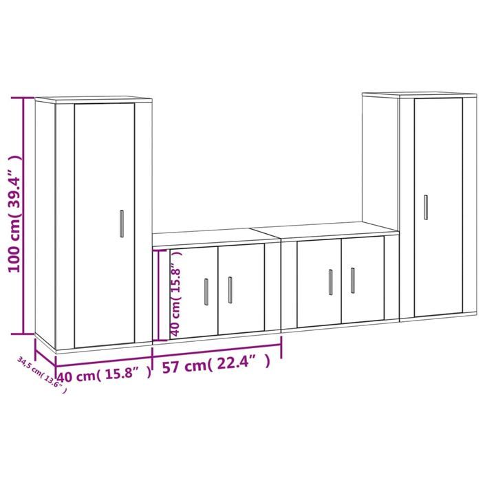 Ensemble de meubles TV 4 pcs Blanc Bois d'ingénierie - Photo n°7