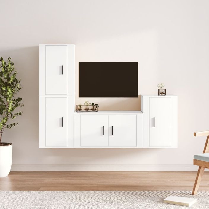 Ensemble de meubles TV 4 pcs Blanc Bois d'ingénierie - Photo n°1