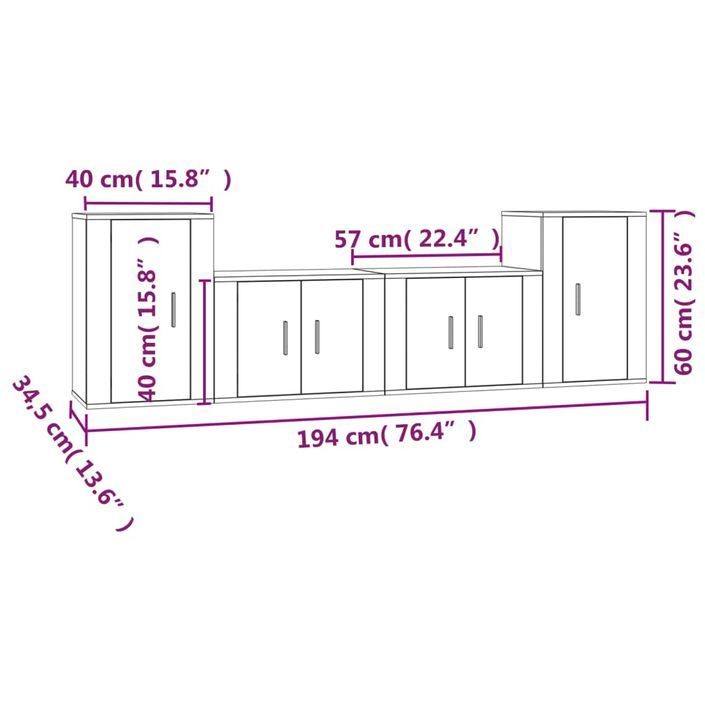 Ensemble de meubles TV 4 pcs Blanc Bois d'ingénierie - Photo n°8