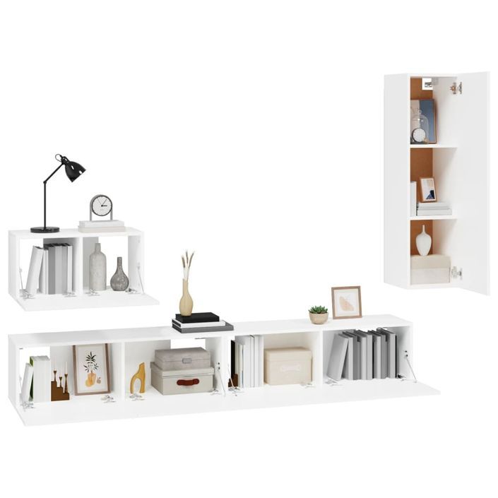 Ensemble de meubles TV 4 pcs Blanc Bois d'ingénierie - Photo n°4