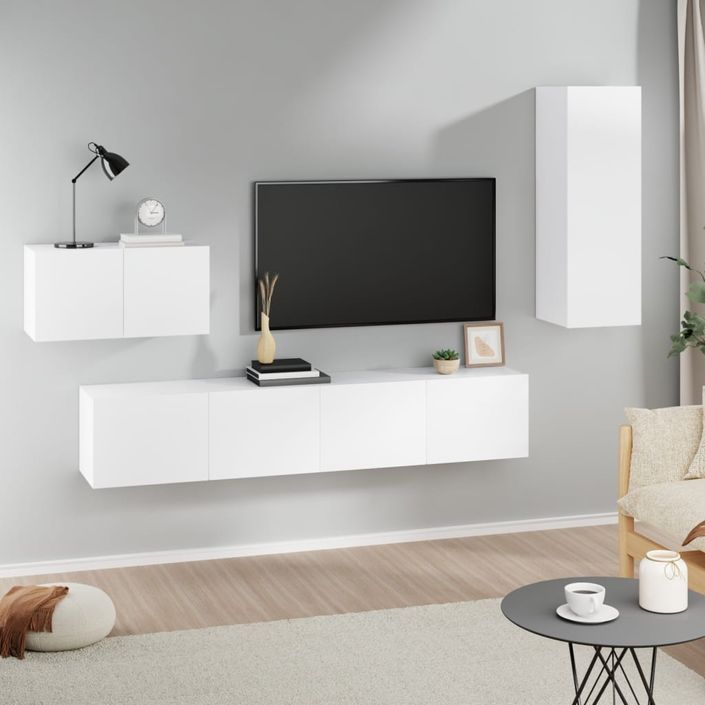 Ensemble de meubles TV 4 pcs Blanc Bois d'ingénierie - Photo n°1